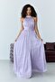 Lilac Halter Neckline Waist Corset Chiffon Fabric Evening Dress - 2