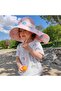 Kids wide-brim breathable bucket UV blue whale. - 2