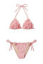 Blossom Floral Embroidered Terry Triangle Bikini Set Pink