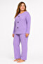 Plus size ribbed knit seasonal purple pajama set - 4