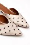 Ozy Women's Pointed Toe Low Heeled Beige Polka Dot Heeled Slippers 4cm - 5