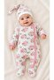 Baby Girl 2-Piece Floral Patterned Romper with Booties and Hat Set 0-6 Months