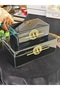 2-Piece Black Glass Metal Decorative Box with Sports Handle - 4
