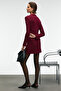 Encanto Women's Round Neck Stripe Pattern Slim Fit Burgundy Dress - 5