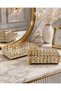 2-Piece Metal Tray with Crystal Stone Detail Decorative Presentation Tray Rectangular Gold and Silver - 3