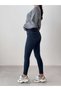 Women's Dark Blue Tint High Waist Narrow Leg Dark Blue 5-Pocket Skinny Jean Pants - 3