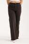 Women's Dark Brown High Waist Half Spanish Leg 5-Pocket Cotton Jean Trousers - 3
