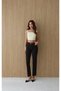 Women's Dark Brown Belted High Waist Cut-Off Straight Fit Denim Jean Trousers - 3