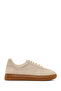 Women's Beige Lace-Up Suede Sneaker Af168000Ss
