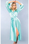 Satin Sleeves Feathered Long Dressing Gown - 2