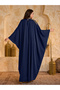 Navy Blue Sequin Yoke High Neck Maxi Kaftan - 5