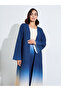 Navy Blue Color Block Open Front Abaya - 2