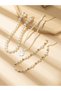 Pack of 3 Floral Charm Pearl and Gold Layered Choker Necklaces - 3