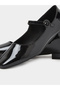Black Patent Buckle strap Mary Jane Flats - 3