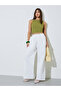 White Solid Wide Leg Trousers