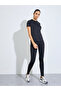 Black Logo Contrast Stitch Detail Short Sleeves Top and Leggings Set