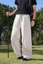 Men Beige Pleated Wide-Leg Pants - 2
