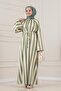 Thick Striped High Collar Dress-Khaki - 3
