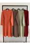 Trend Cold Yarn Leaf Patterned Slit Full Fit Knitwear Tunic-112 cm - 4
