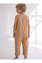 100% Cotton Orange Gray Striped Sleeveless Jumpsuit - 6