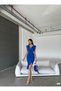 Women's Ruffled Front Scuba Fabric Midi Dress - 4