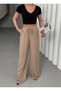 Women's Vizon Palazzo Trousers Elastic Waist Lace-Up Wide Leg Loose Woven - 3