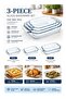 3-Piece Rectangular Glass Oven Baking Dish Set with Handles, Small 2.0L Medium 2.7L Large 3.8L, Glass Bakeware for Lasagna, Casserole & Cooking