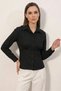 Women's Black Shirt with Waist Belt - 4