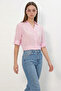Women's Short Sleeve Oversize Cut Pink Shirt - 3