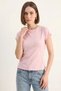 Women's Cotton Corset with Metal Buckle on the Back and Slit Detail, Top Dusty Pink - 5
