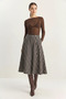 Women's Plaid Patterned A-Line Long Navy Blue Ecru Skirt with Pocket Detail - 3