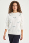 Women's Crew Neck Yusufcuk Stone Embroidered Relaxed White Sweatshirt - 3