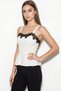 Women's Lace Detailed Strappy Polka Dot Peplum White Black Blouse - 2