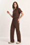Women's Comfortable Flexible Modal Brown Top and Bottom Set - 4