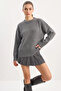 Women's Crew Neck Oversize Knitwear Anthracite Sweater - 6