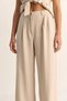 Women's Double-Breasted Collar Belted Classic Vest High-Waist Palazzo Beige Trousers Set - 7