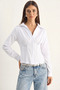 Women's Corset Detailed Back Tie Zippered White Shirt - 2