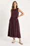 Women's Thick Strap Blouse Elastic Waist Skirt Modal Plum Set - 5