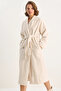 Women's Bearded Soft Textured Double-Breasted Collar Lined Pocket Detailed Belted Cream Coat - 6