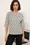 Women's Round Neck Oversize Polka Dot White Blouse