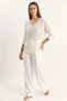 Women's V-Neck Lace Detailed Knitwear Ecru Sweater - 3
