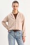 Women's Hooded Zippered Pocket Detailed Lined Suede Beige Jacket - 2