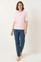 Women's Crew Neck Padded Cotton T-Shirt Light Powder - 3
