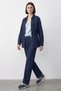 Women's Zippered Waist-Tie Denim Navy Blue Top and Bottom Set with Pocket Detail - 3