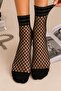 Women's Black Mesh Metallic Double Stripe Ankle Detailed Socks - 3