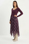 Women's Plaid Patterned Wrinkled Effect Lined Midi Chiffon Purple Skirt - 2