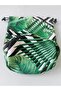 Green Color Tropical Pattern Water/Stain Resistant Duck Canvas Fabric Cylinder Shaped Multi-Purpose Makeup / Beach / Travel Bag 19*30*10 cm - 6