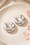 Silver Color Thick Curved Hoop Earrings - 3