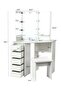 Vanity Desk Makeup Vanity Table with 10 LED Light Bulbs,Corner Dressing Table with Mirror and Stool, Bedside Table Vanity Set with 5 Sliding Drawers for Women Girls Bedroom - 2
