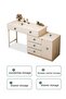 Dressing Table Vanity Table with Retractable Side Cabinets, Makeup Vanity Table with Drawers, Multifunction Modern Design Dressing Table Study Table Large Storage Workstation (100×40×60CM) - 4